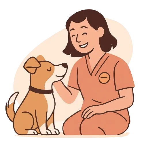 Vétérinaire examinant un chien dans sa clinique